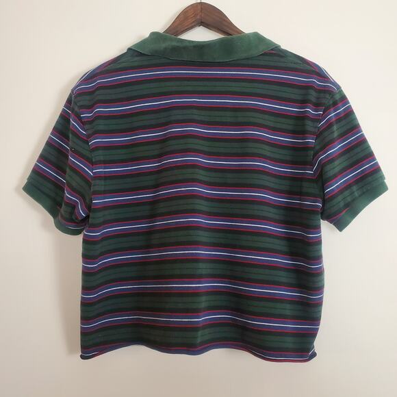 Vintage 90s Polo Ralph Lauren Striped Crop Top Green XL - Picture 5 of 9